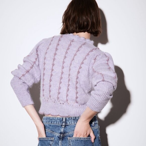 Zara Metallic Thread Knit Sweater in Lilac - Picture 3 of 10